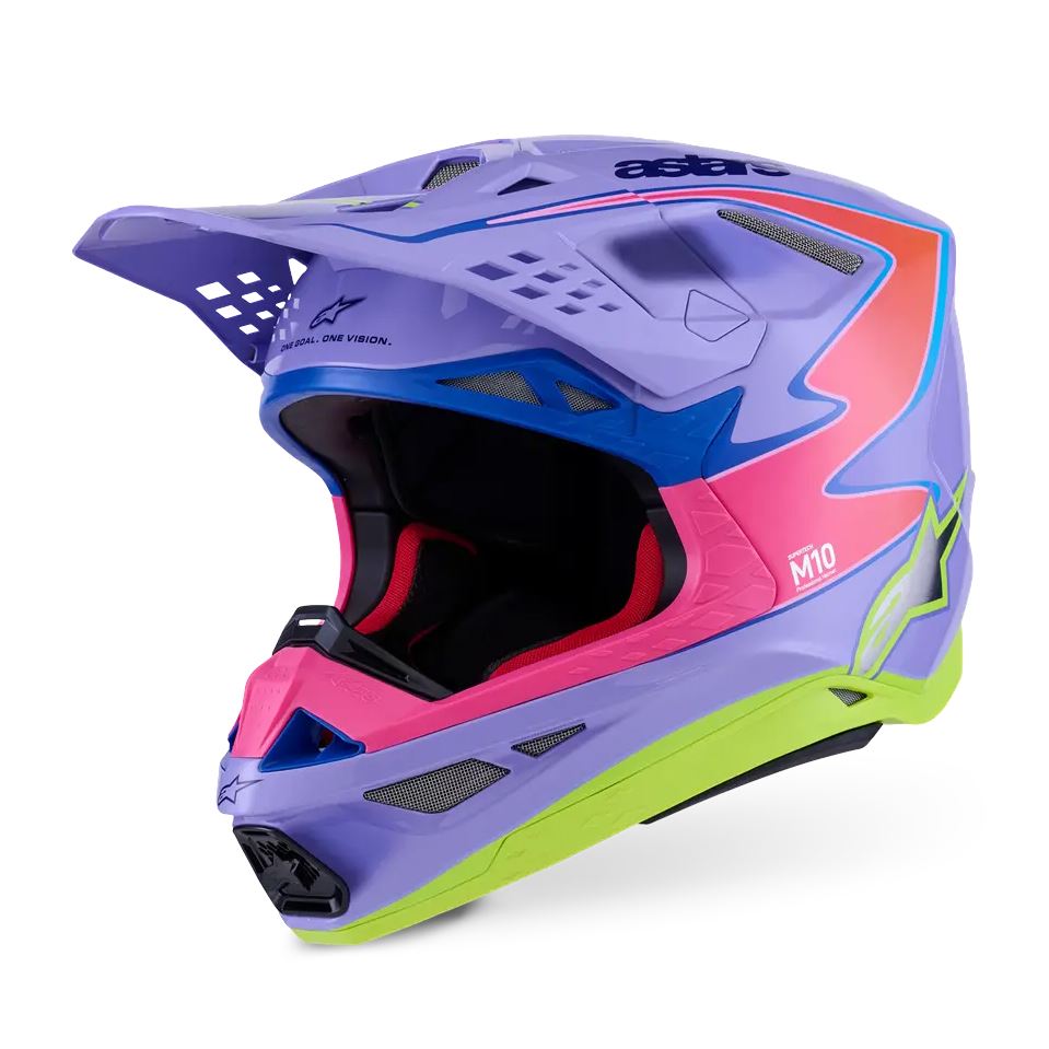 Alpinestars 2026 SM10 Jett Lawrence Motocross Helmet Purple Pink Yellow Flo
